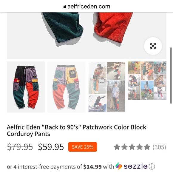 COPY - Aelfric Eden “Back to 90s” Patchwork Color Block Corduroy Pants - Size M - Picture 3 of 7